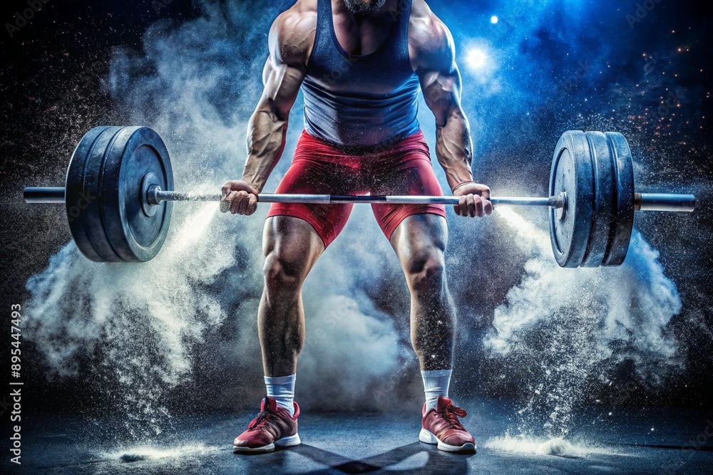 Weightlifting competitions. The athlete takes a lot of weight of the barbell. The sport of the Summer Olympic Games. Weightlifting competitions. The athlete takes a lot of weight of the barbell. The sport of the Summer Olympic Games.