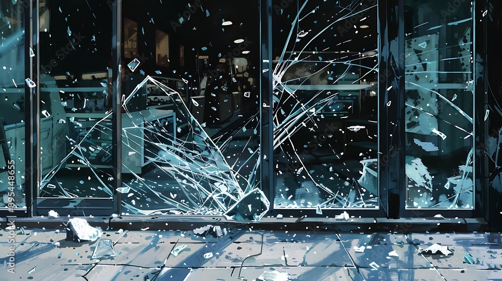 Obraz premium Shattered Glass and Broken Windows