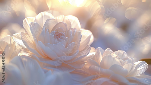 White mountain camellia under the sun