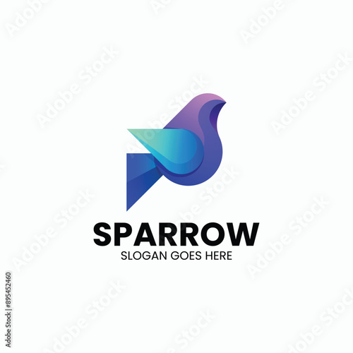 Vector Logo Illustration Sparrow Gradient Colorful Style photo