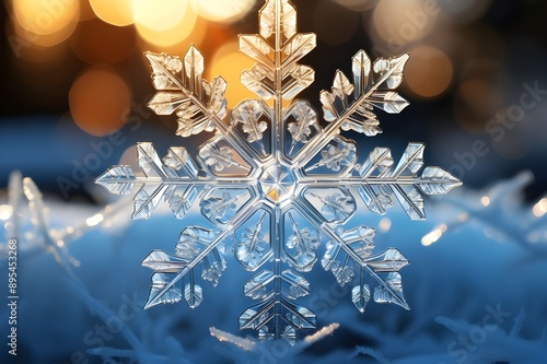 Close-up of a Snowflake. Winter Background