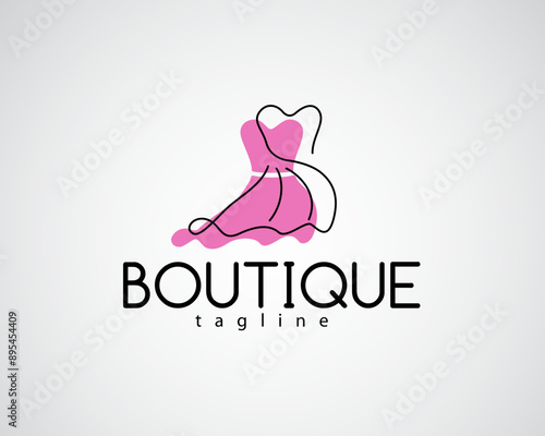 creative beautiful dress with line concept logo  for boutique ,salon and others
