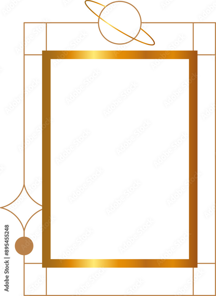 Gold monoline aesthetic square frame Y2K style modern element