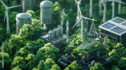 Green Energy City with Wind Power Technology for a Future Sustainable Environmental Development Concept.