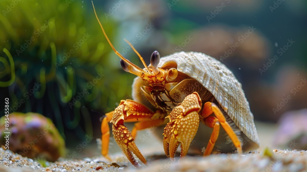 Underwater Elegance: Detailed Macro Capture of a Hermit Crab in its Natural Habitat - Perfect for Nature Photography and Background Wallpaper Underwater Elegance: Detailed Macro Capture of a Hermit Crab in its Natural Habitat - Perfect for Nature Photography and Background Wallpaper