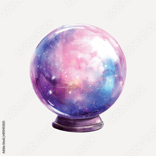 Mystical galaxy crystal ball art