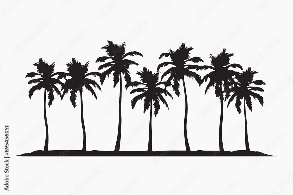 Fototapeta premium Silhouette palm trees tropical scene