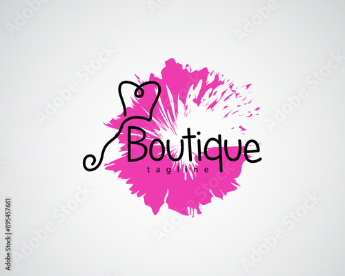 creative beautiful dress with line concept logo for boutique ,salon and others