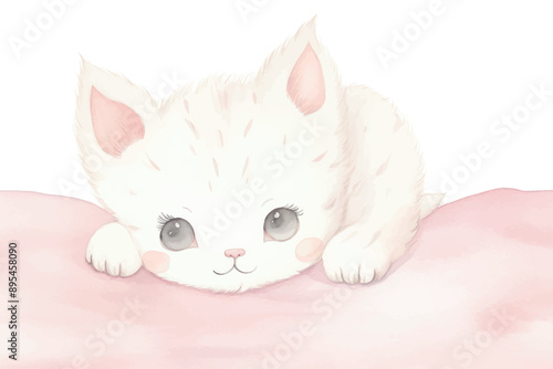 Adorable fluffy kitten illustration