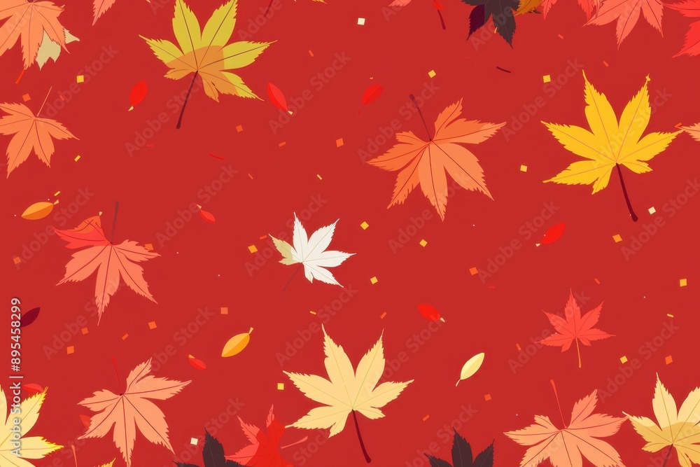 Japanese autumn aesthetics, maple leaf pattern, flat design illustration Japanese autumn aesthetics, maple leaf pattern, flat design illustration