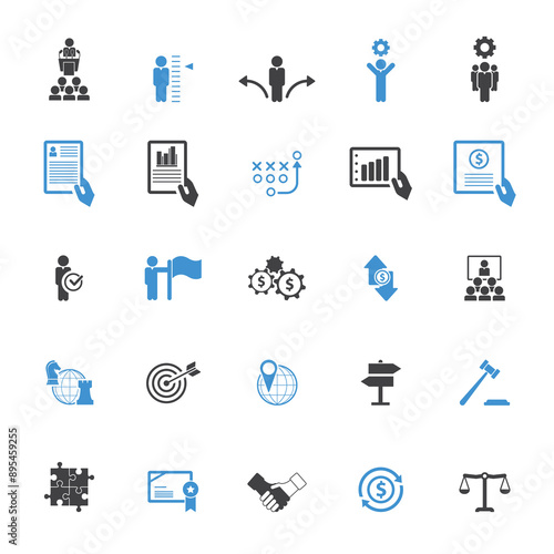 Universal business management and human resources icon set. Universal icons for web and mobile. Vector.	
