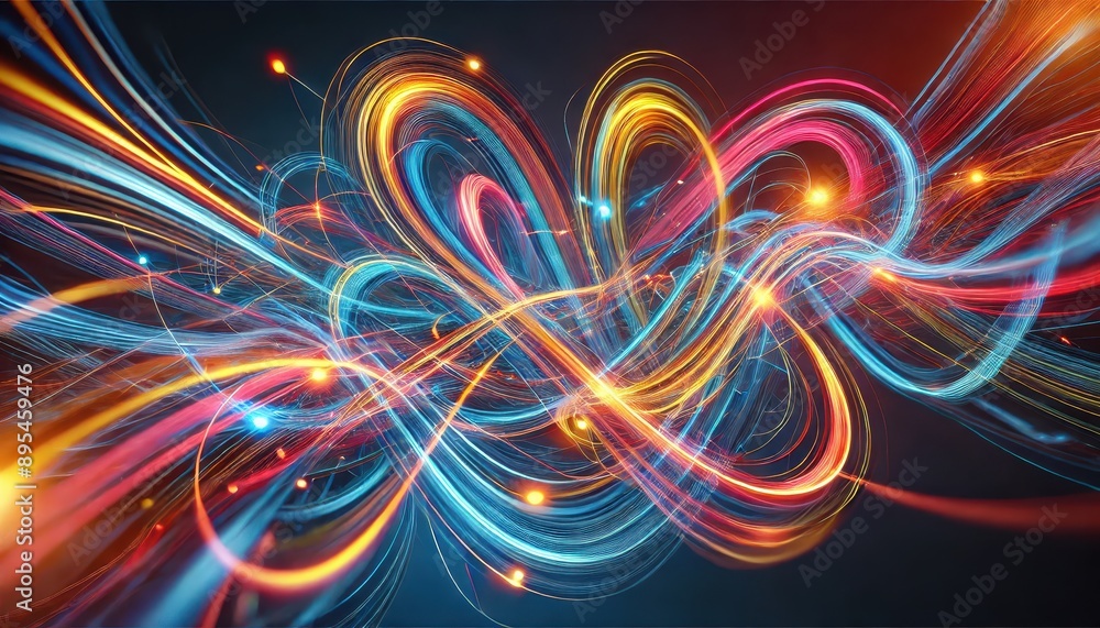 Abstract Colorful Light Trails Swirling Energy and Movement. Abstract Colorful Light Trails Swirling Energy and Movement.