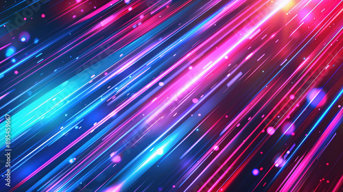 Abstract with colorful neon lines and glowing blue pink purple lights. 4k HD wallpaper background photo for desktop.