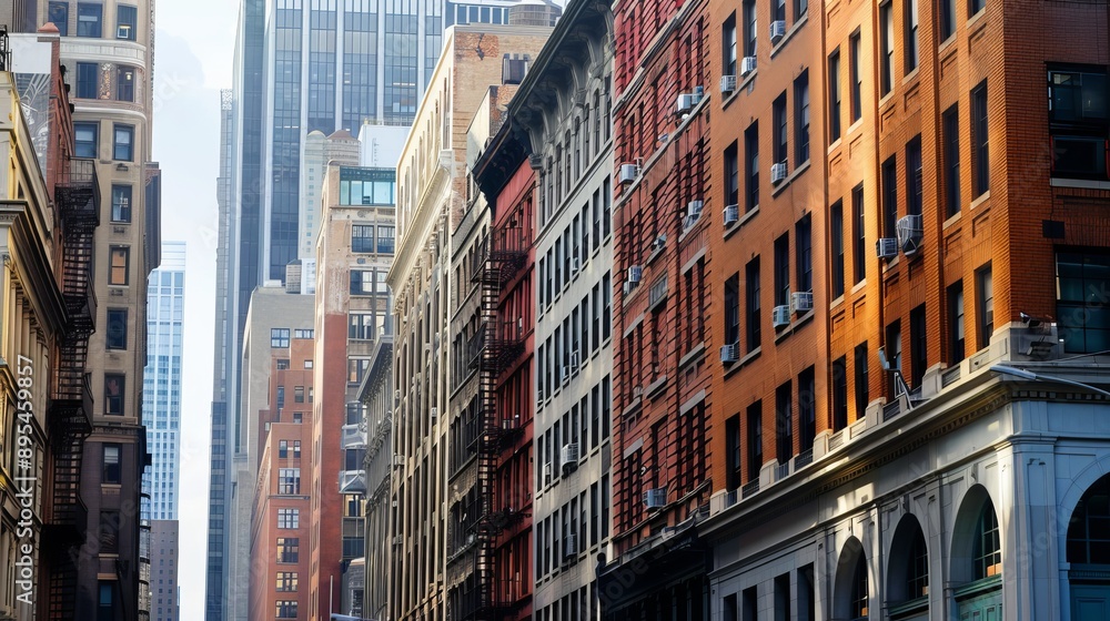 Fototapeta premium Architectural View of New York Financial District with Historic Buildings