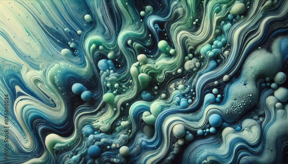 Abstract Swirling Green and Blue Liquid Art Organic Texture Background. Abstract Swirling Green and Blue Liquid Art Organic Texture Background.
