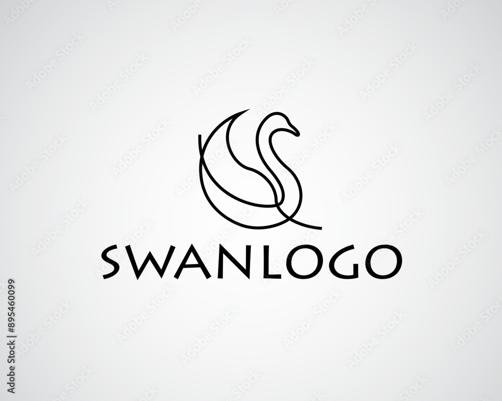 creative single line that forms a swan logo design creative single line that forms a swan logo design