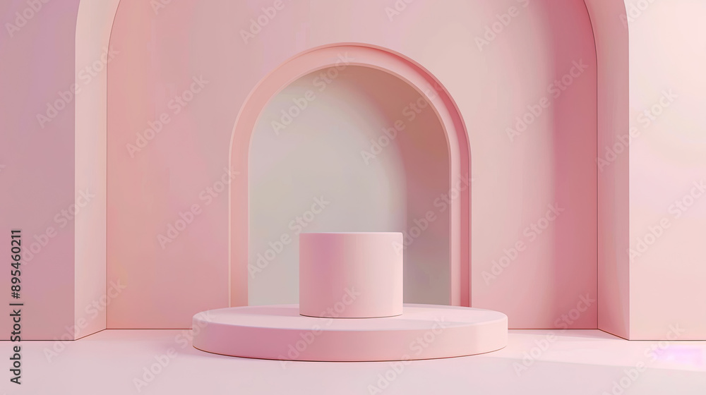 Front view of 3d product mockup scene blue and pink pastel for products presentation, advertisement. Front view of 3d product mockup scene blue and pink pastel for products presentation, advertisement.