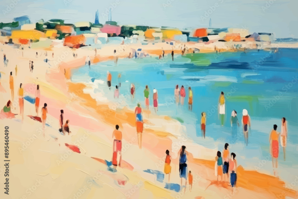 Fototapeta premium Colorful beach scene painting