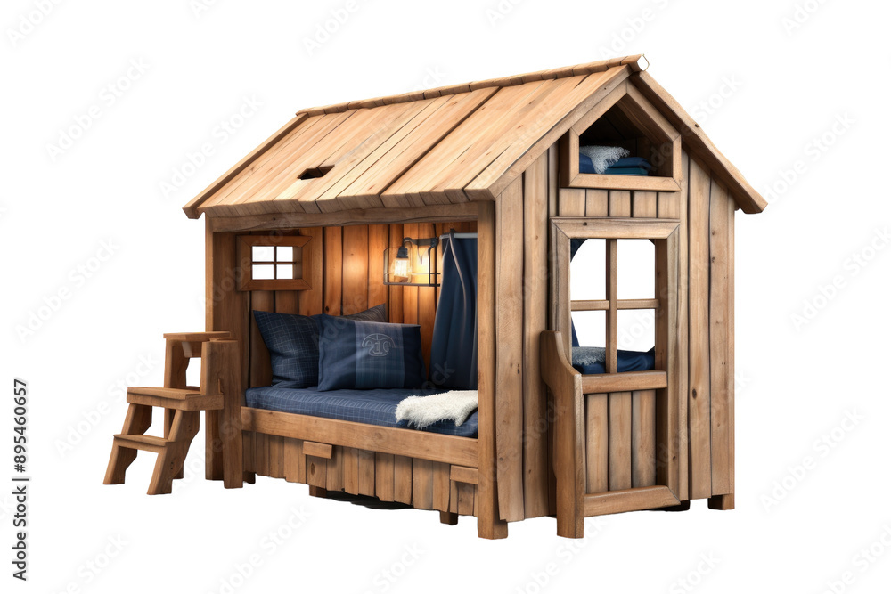 Loft Style Cabin Bed Isolated on Transparent Background Loft Style Cabin Bed Isolated on Transparent Background