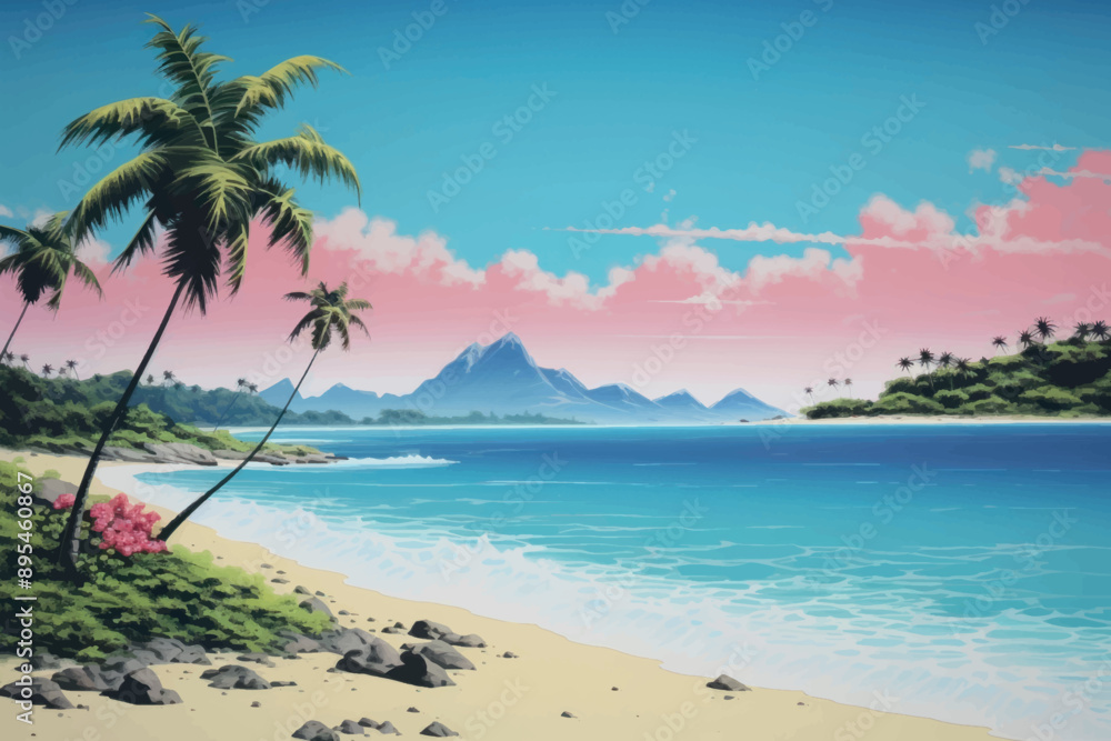Naklejka premium Tropical beach scenic view