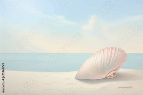 Serene beach seashell illustration