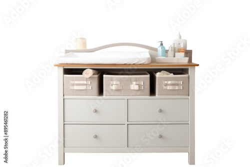 Changing Table with Removable Storage Baskets Isolated on Transparent Background photo