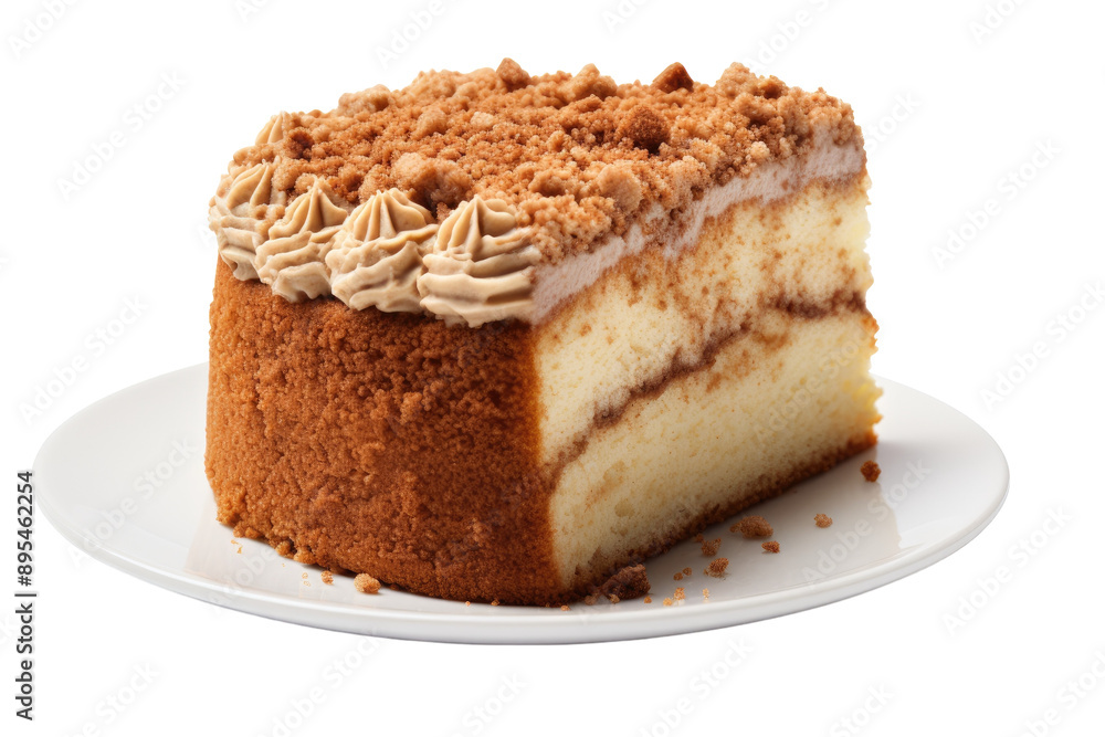 Slice of Coffee Cake on a Decorative Plate Isolated on Transparent Background Slice of Coffee Cake on a Decorative Plate Isolated on Transparent Background