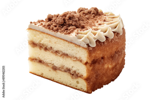 Moist Coffee Cake with Icing Drizzle Isolated on Transparent Background