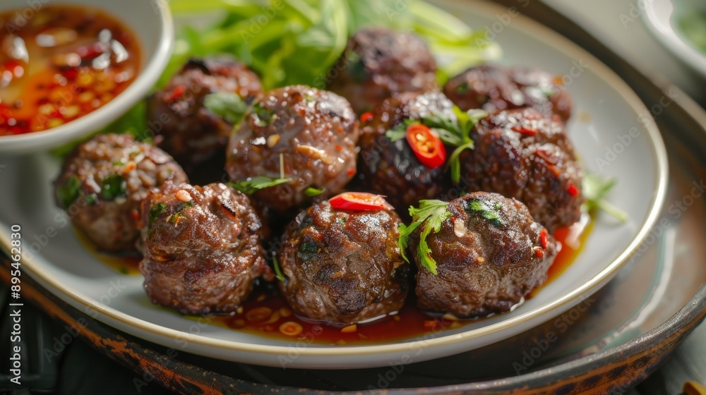 The national cuisine of Thailand. Panang beef balls. The national cuisine of Thailand. Panang beef balls.