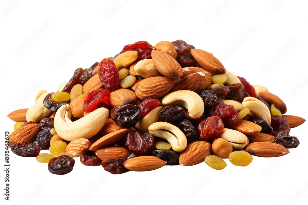 Healthy Dried Trail Mix with Seeds and Dried Fruit isolated on transparent background Healthy Dried Trail Mix with Seeds and Dried Fruit isolated on transparent background