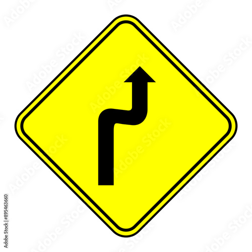 Free Download sign warning about a double curve first to right., Road sign, double turn ahead. Warning to motorists on the road. Vector image - GFXLoad