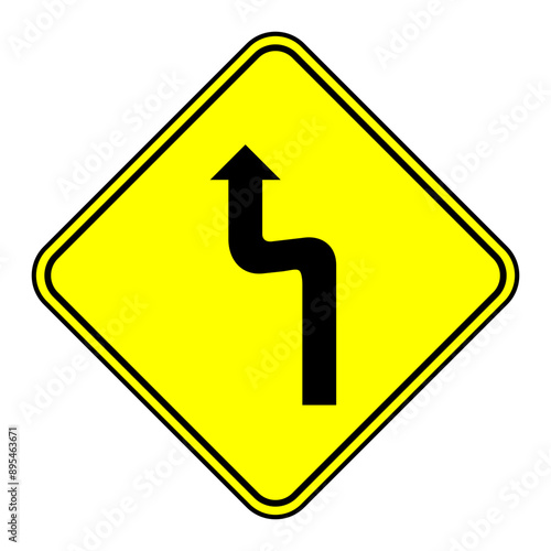 Free Download Warning Traffic Signs - Double curve ahead to the left then to the right, Illustration
 - GFXLoad