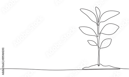 Sprout one line continuous. Sprout line art. Hand drawn vector art.