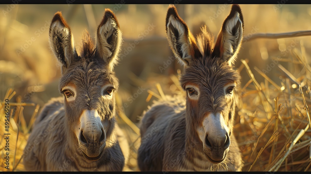 donkeys in the modern industrial farm, agriculture concept donkeys in the modern industrial farm, agriculture concept
