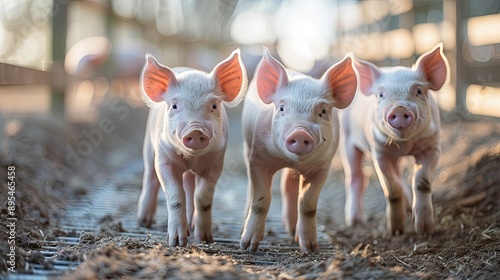 pigs in the modern industrial farm, agriculture concept