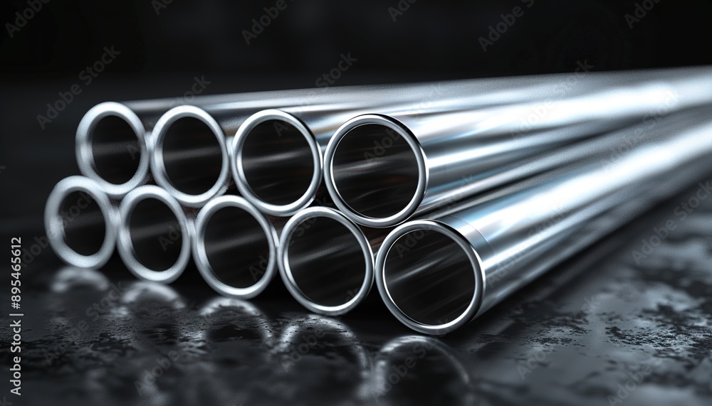 Stack of stainless steel pipes background Stack of stainless steel pipes background