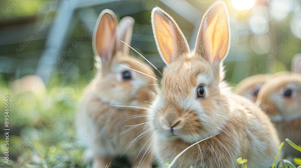 Obraz premium rabbits in the modern industrial farm, agriculture concept
