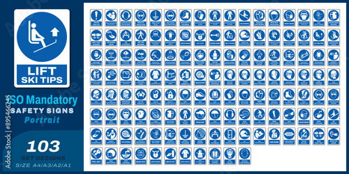 103 set ISO mandatory safety signs V32 size a4/a3/a2/a1	