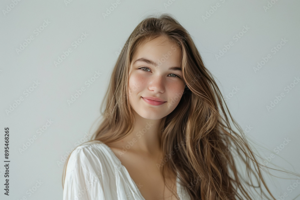 young beautiful woman on white background young beautiful woman on white background
