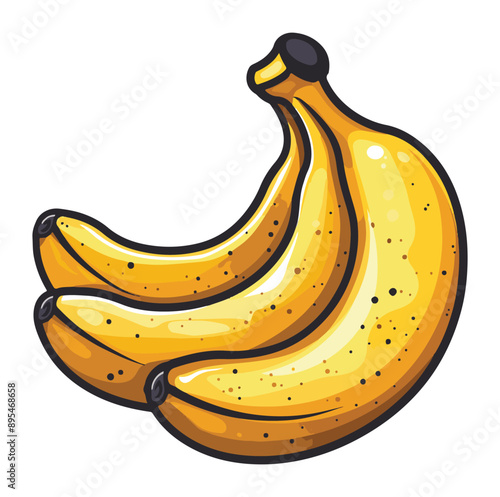 Cartoon image of banana isolated on white ,generative ai