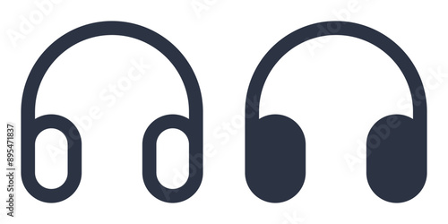 Headphones or earphones simple icons set designed in filled, outline, line and stroke style