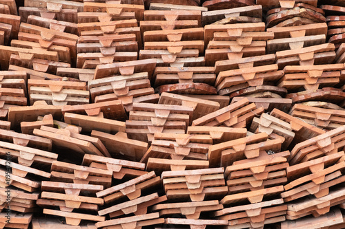 Wallpaper Mural Brown tiles stacked together ready to make a roof Torontodigital.ca