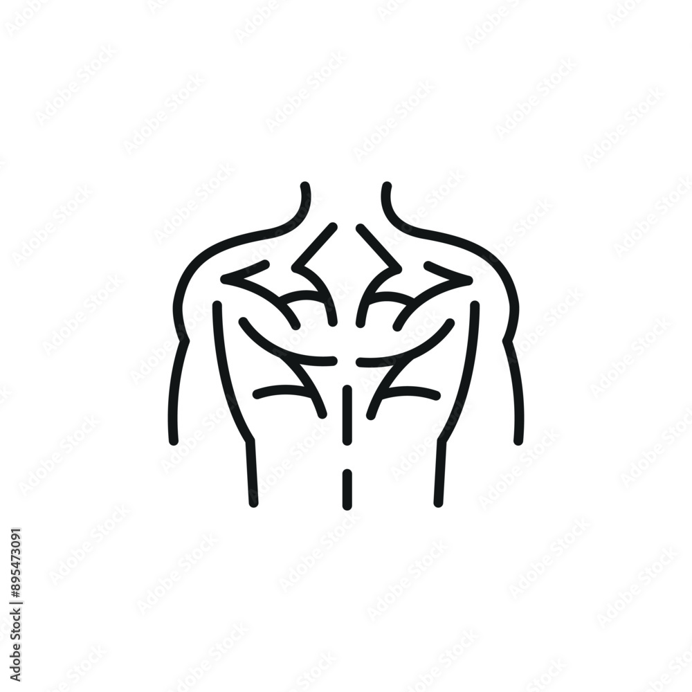 Muscular torso icon. Simple vector illustration ideal for fitness apps, gym advertisements, and health-related guides, representing a strong and fit male physique Muscular torso icon. Simple vector illustration ideal for fitness apps, gym advertisements, and health-related guides, representing a strong and fit male physique