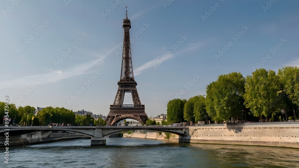 Obraz premium La tour Eiffel dcore des anneaux olympiques clbre logo
