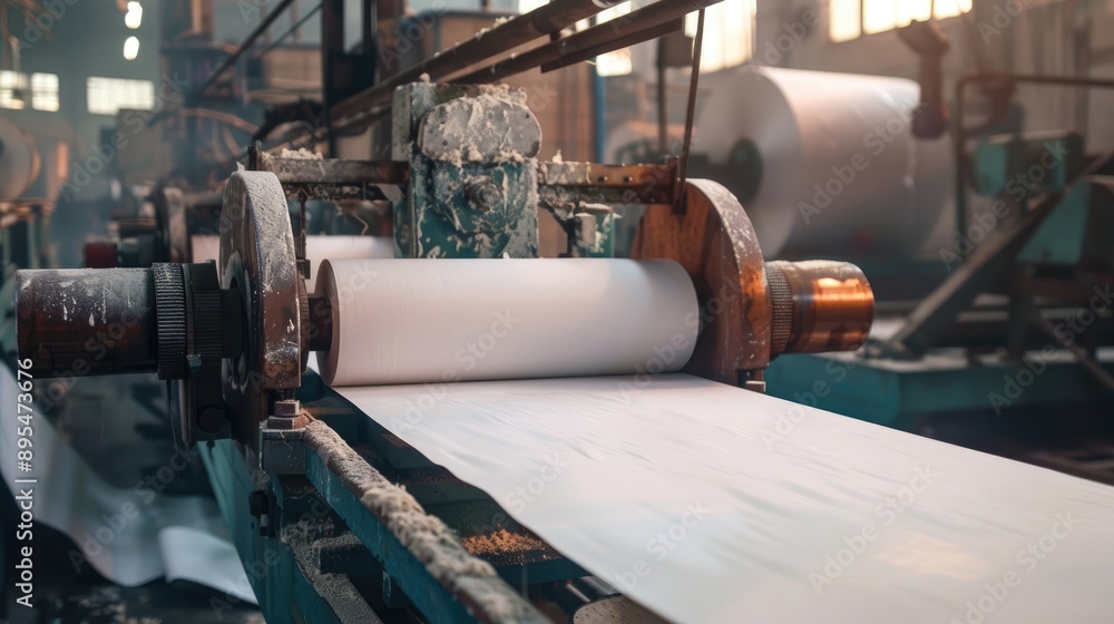 Roll of Paper Undergoing Printing on Automated Machine Roll of Paper Undergoing Printing on Automated Machine
