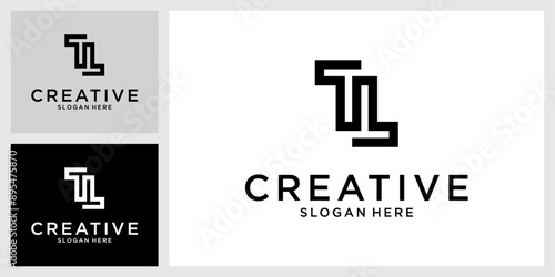 Quadro su tela TL or LT initial letter logo design vector.