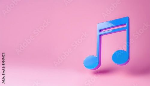 Colorful music note symbol against a vibrant pink background, perfect for creative, artistic, or musical themes.