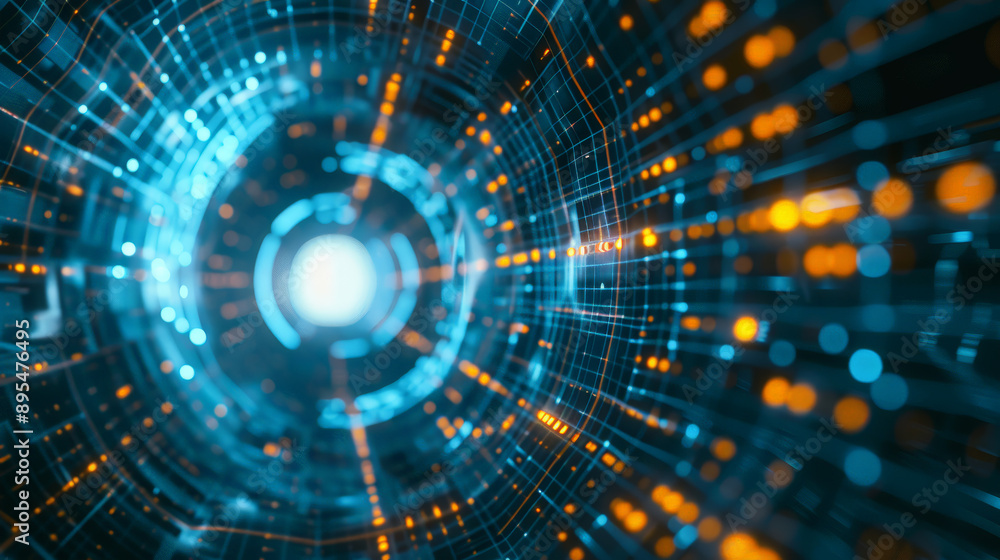 Blue Cyber Tunnel: Data Flow in Futuristic Cyberspace. Generative AI Blue Cyber Tunnel: Data Flow in Futuristic Cyberspace. Generative AI