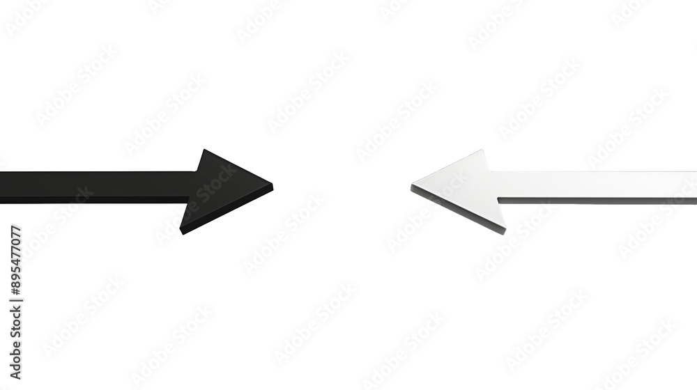 Two arrows, black and white, on a transparent background Two arrows, black and white, on a transparent background