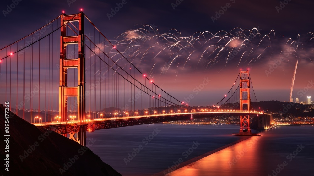 Golden Gate Bridge with Fireworks